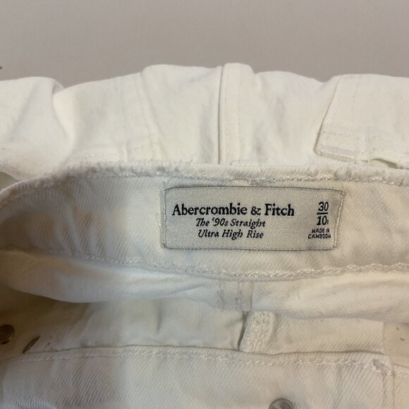 Abercrombie & Fitch The 90's Straight Ultra High Rise White Jeans Size 10 - Picture 4 of 7